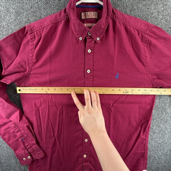 Thomas Pink Slim Large Button-Down Purple Solid Long Sleeve Shirt Men Adult - Picture 7 of 16